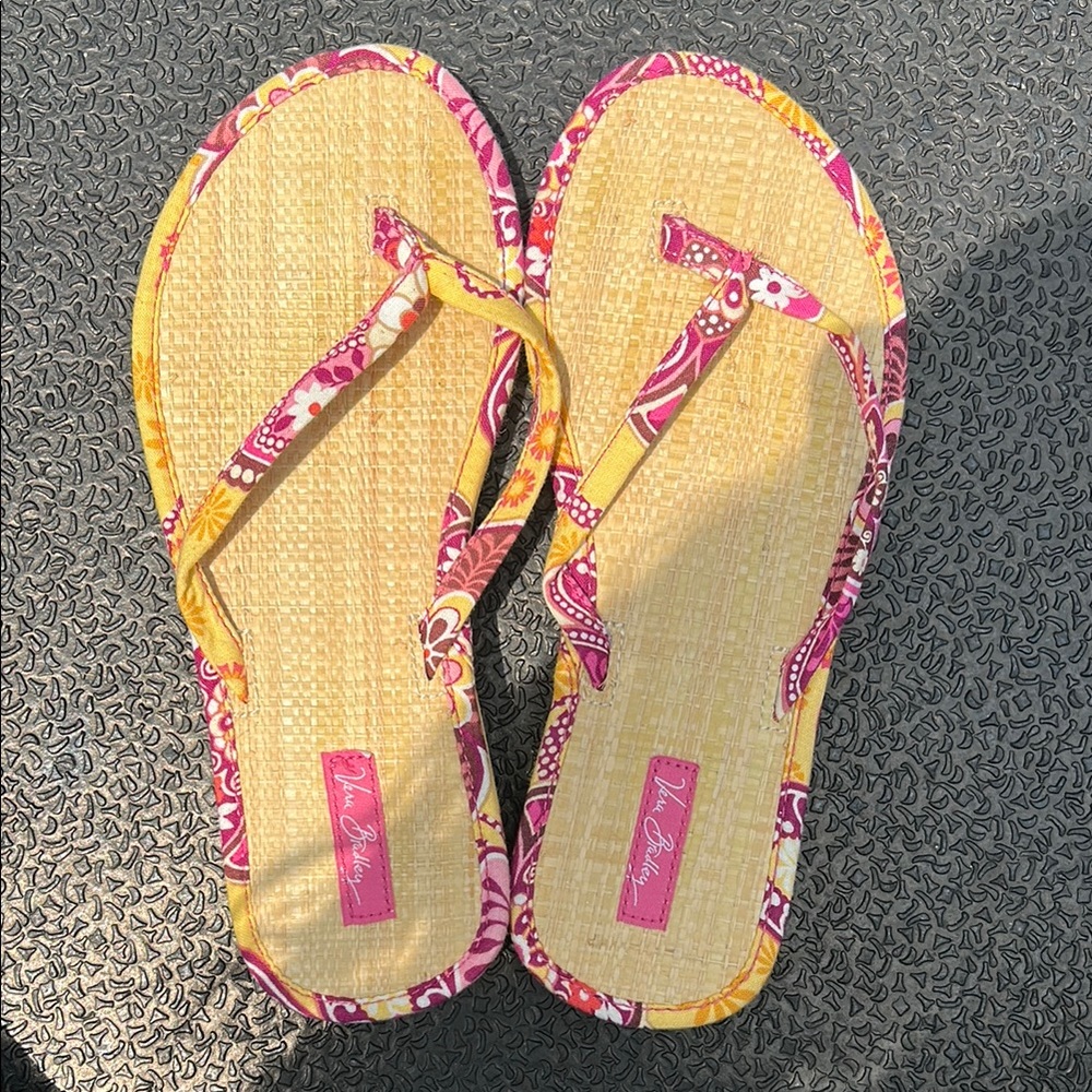 Vera Bradley Floral Yellow and Pink Sandals